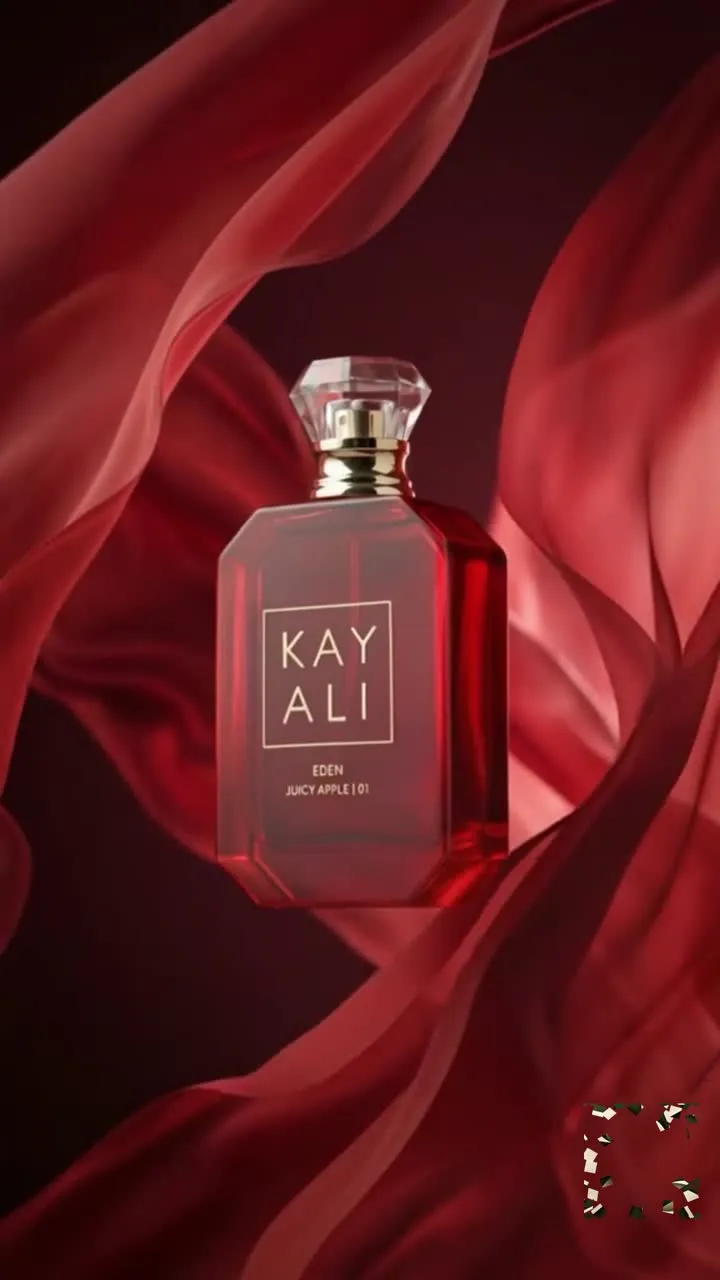 Fragrance ad concept featuring a red bottle